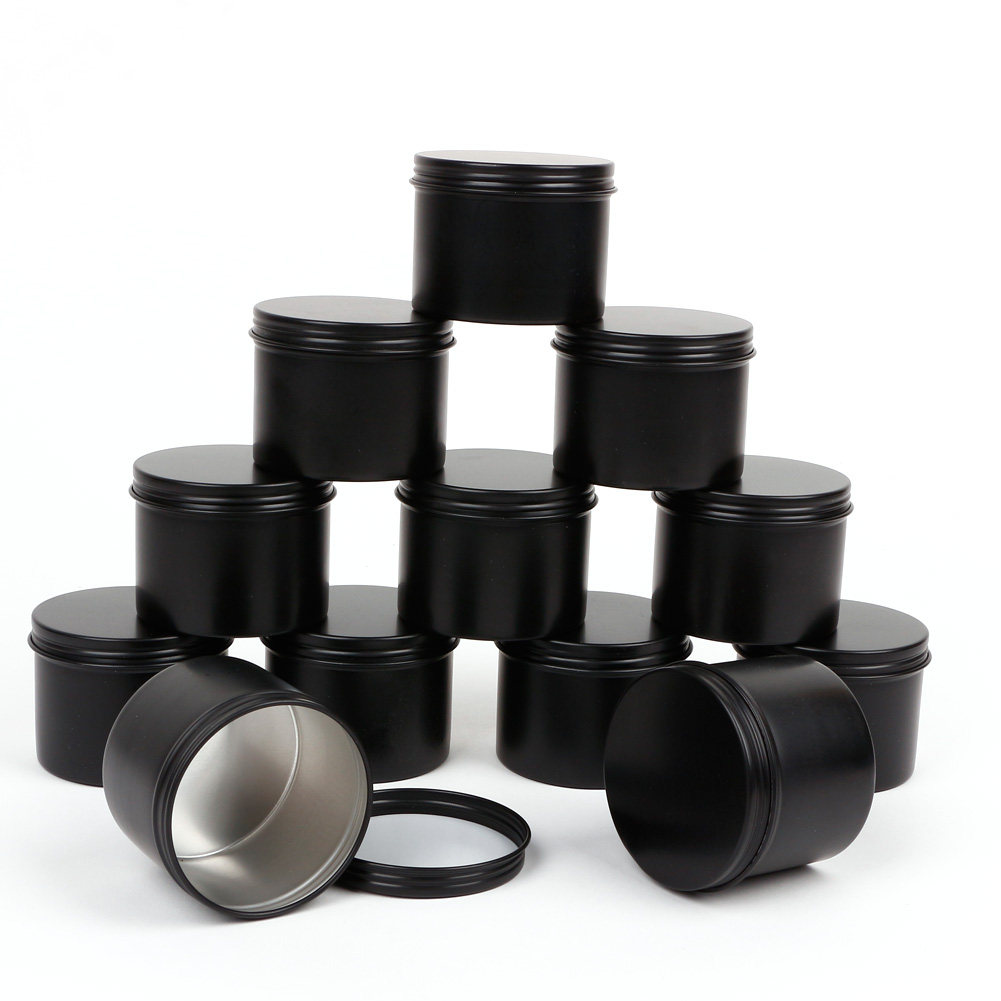 16PCS Black Candle Making Tins 100ml Empty Storage Jars with Screw Lids