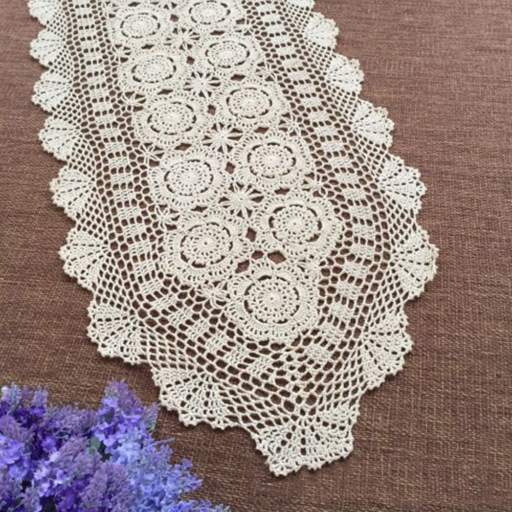 Collectibles Vintage Crochet Lace Table Runner Dresser Scarf Ecru