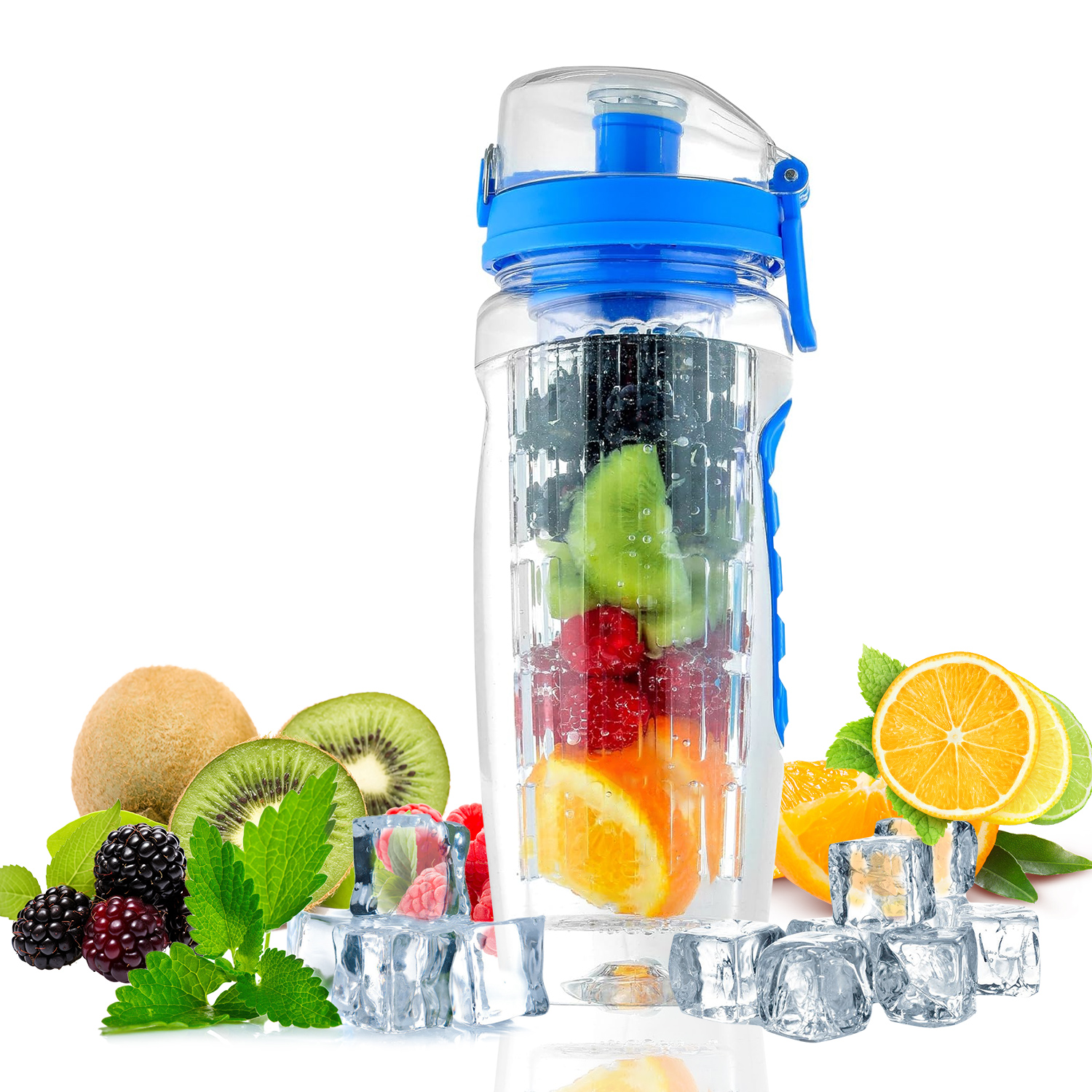 Wasserflasche mit Filter 960ml Trinkflasche mit Fruchteinsatz aus Tritan