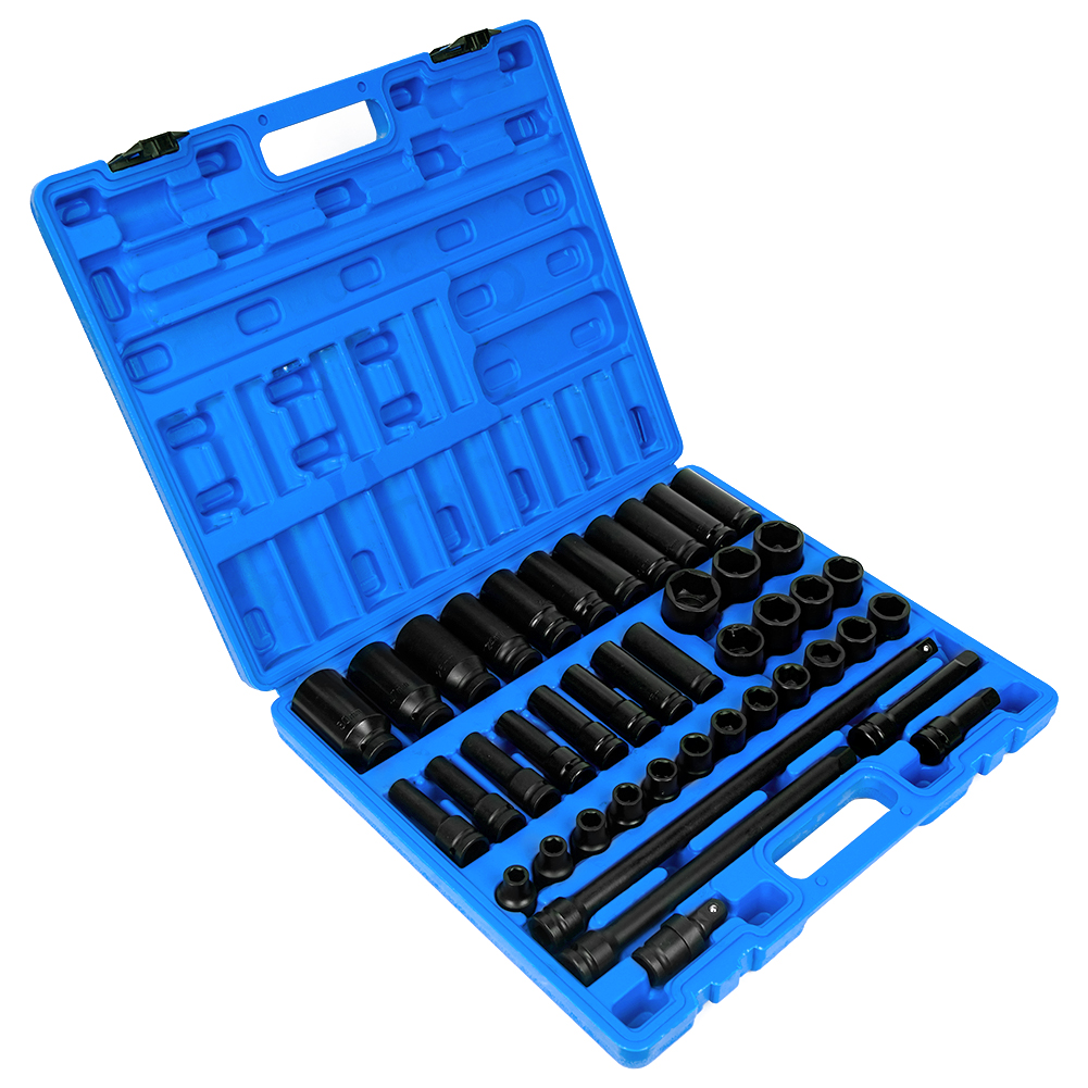 VonHaus Impact Socket Set 1/2 Inch Drive, 40pcs - Contains Extension Bar Drill Adapter Universal Joint Socket 1 2 3 8 Adapter