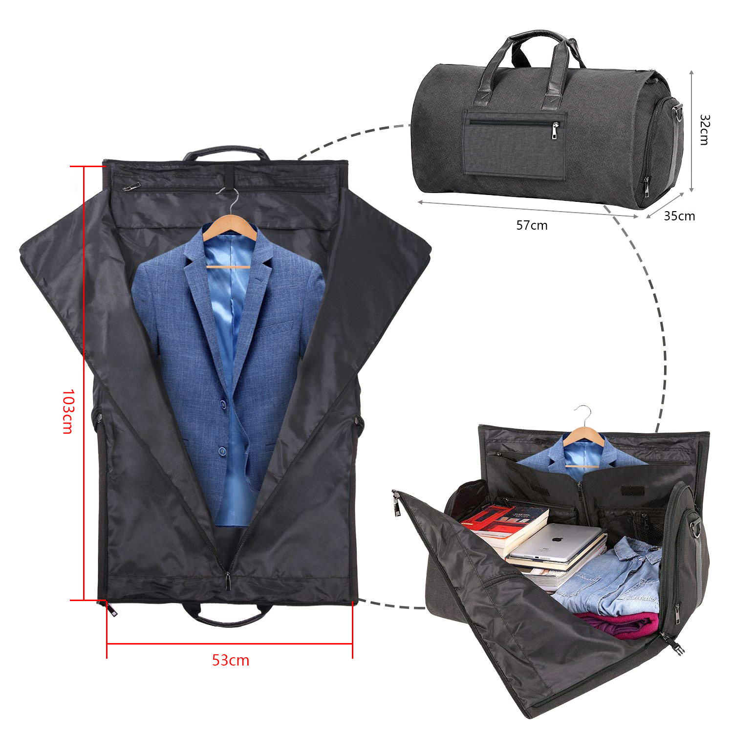Convertible Men's Suit Garment Bag Carry On Travel Luggage Gym Sports Duffel Bag eBay