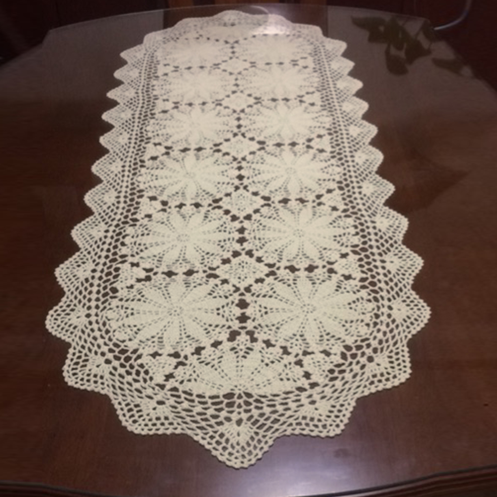 Vintage Lace Table Runner Dresser Scarf Hand Crochet Cotton Doilies Mat 19 X39 Ebay