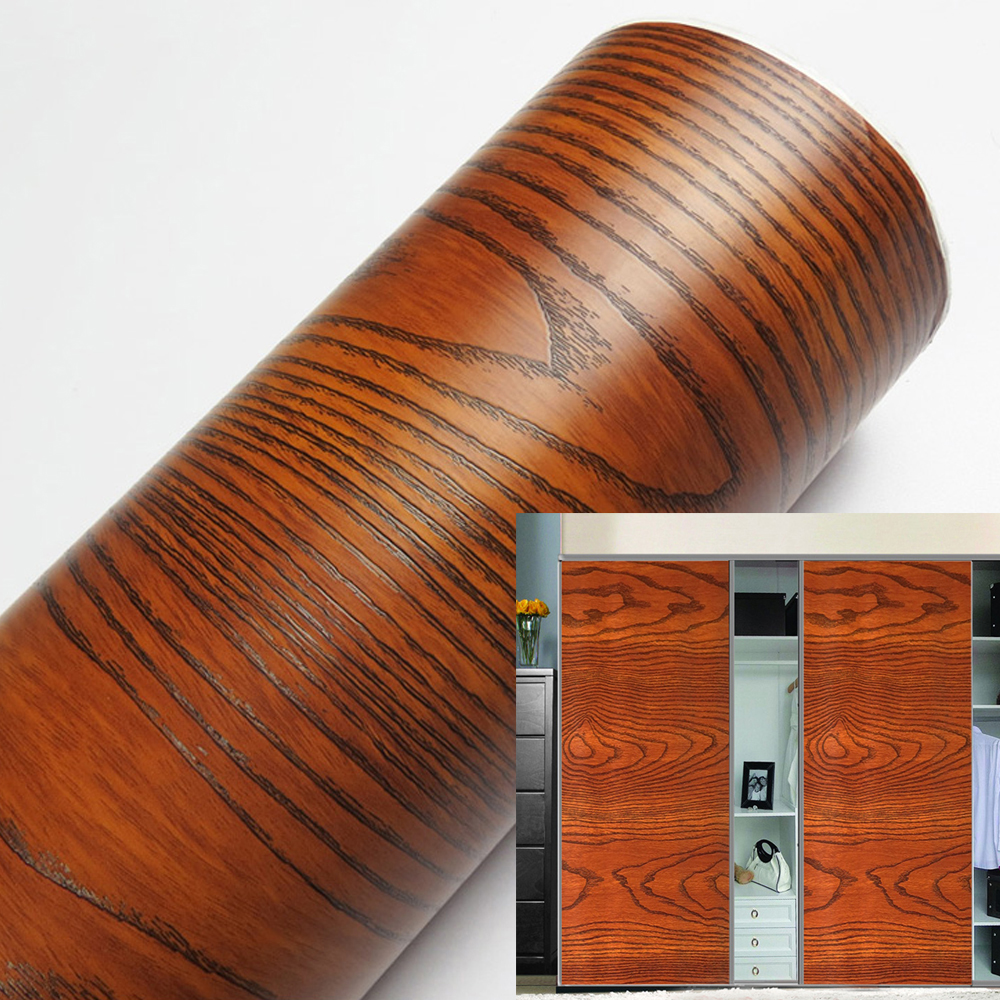Vinyl Wood Grain Contact Paper Self Adhesive Wallpaper Furniture