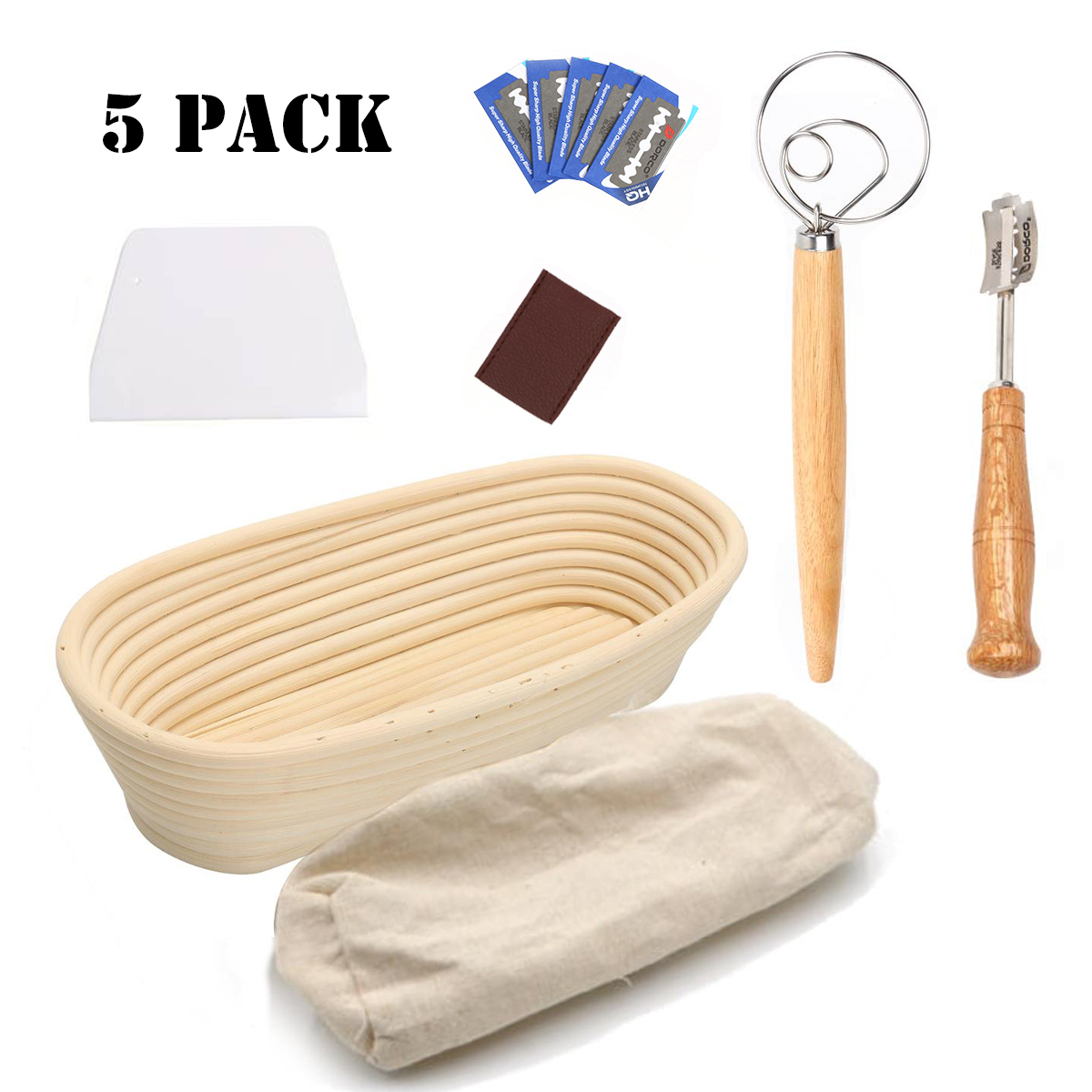 5PC Oval sourdough bread Proofing Basket Set Beginner Bread