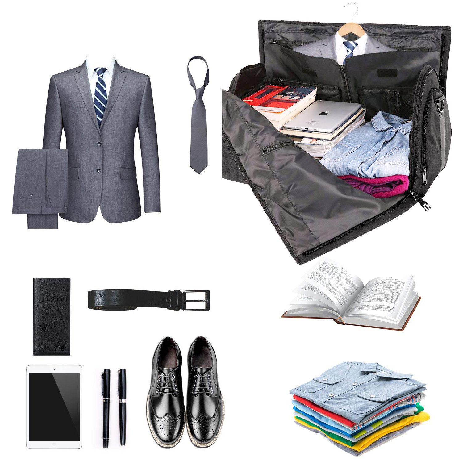 Convertible Men's Suit Garment Bag Carry On Travel Luggage Gym Sports Duffel Bag eBay