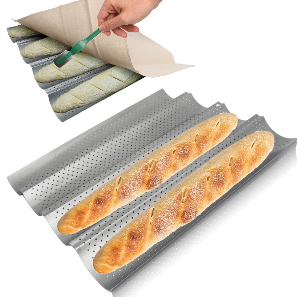 Perforated Baguette Pan & Couche Proofing Cloth Bread Lame